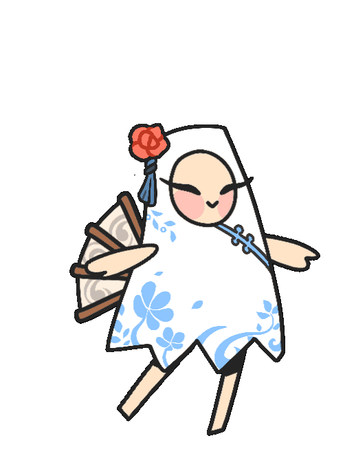 A raincoat character with raincoat and a small umbrella on head